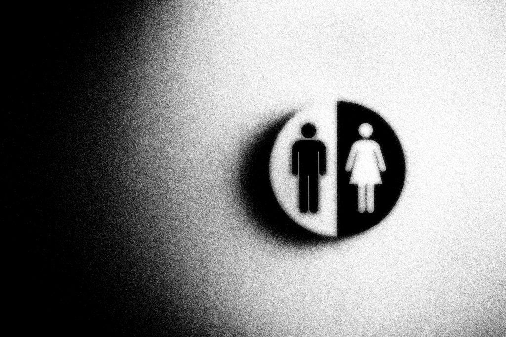 A black and white depiction of gender equality, a myth cultivated by society.